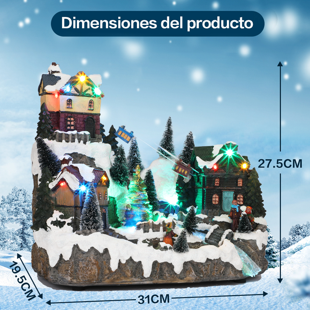 SDD1294  Villa Casa Navideña Iluminada Luz Led Y Musical Con Santa