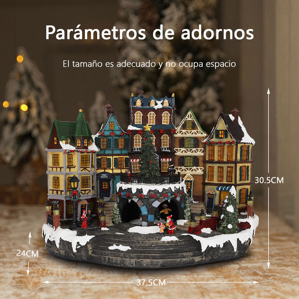 SDD1298  Casa Pueblo Navidad Villa Con Santa Luz Led Y Musical