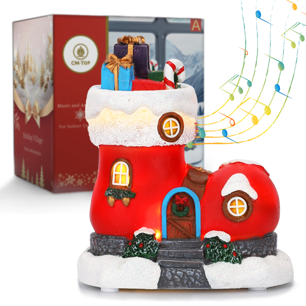 SDD1177-A  Casa Pueblo Villa Navideña Iluminada Con Luz Led Y Musical