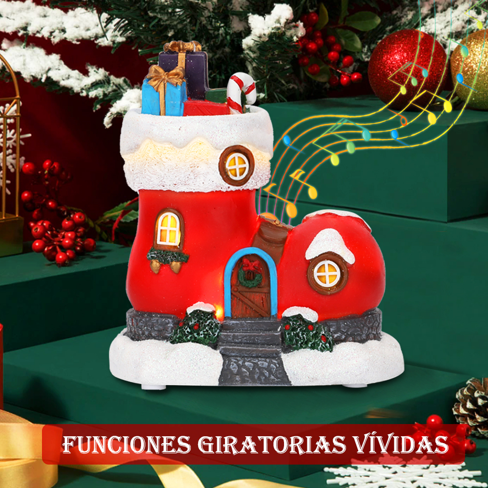 SDD1177-A  Casa Pueblo Villa Navideña Iluminada Con Luz Led Y Musical