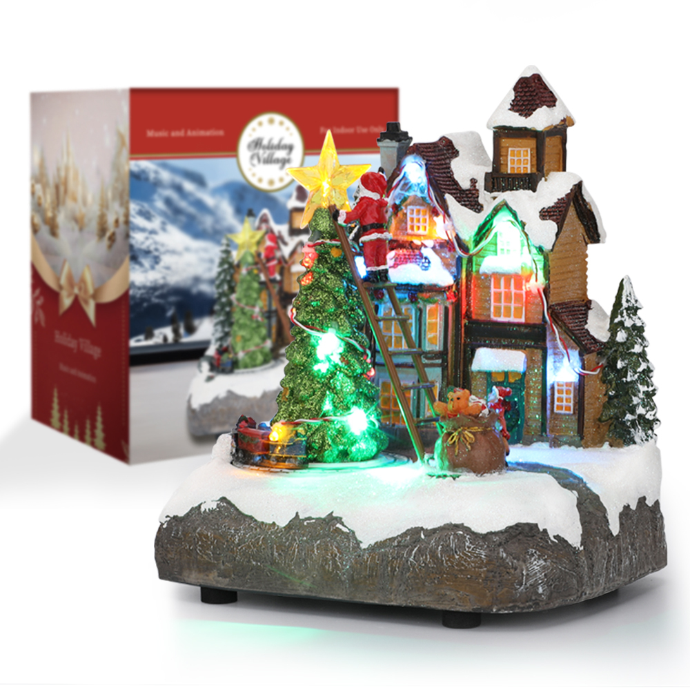 SDD1285  Casa Villa Navideña Iluminada Luz Led Y Musical 2 Funciones