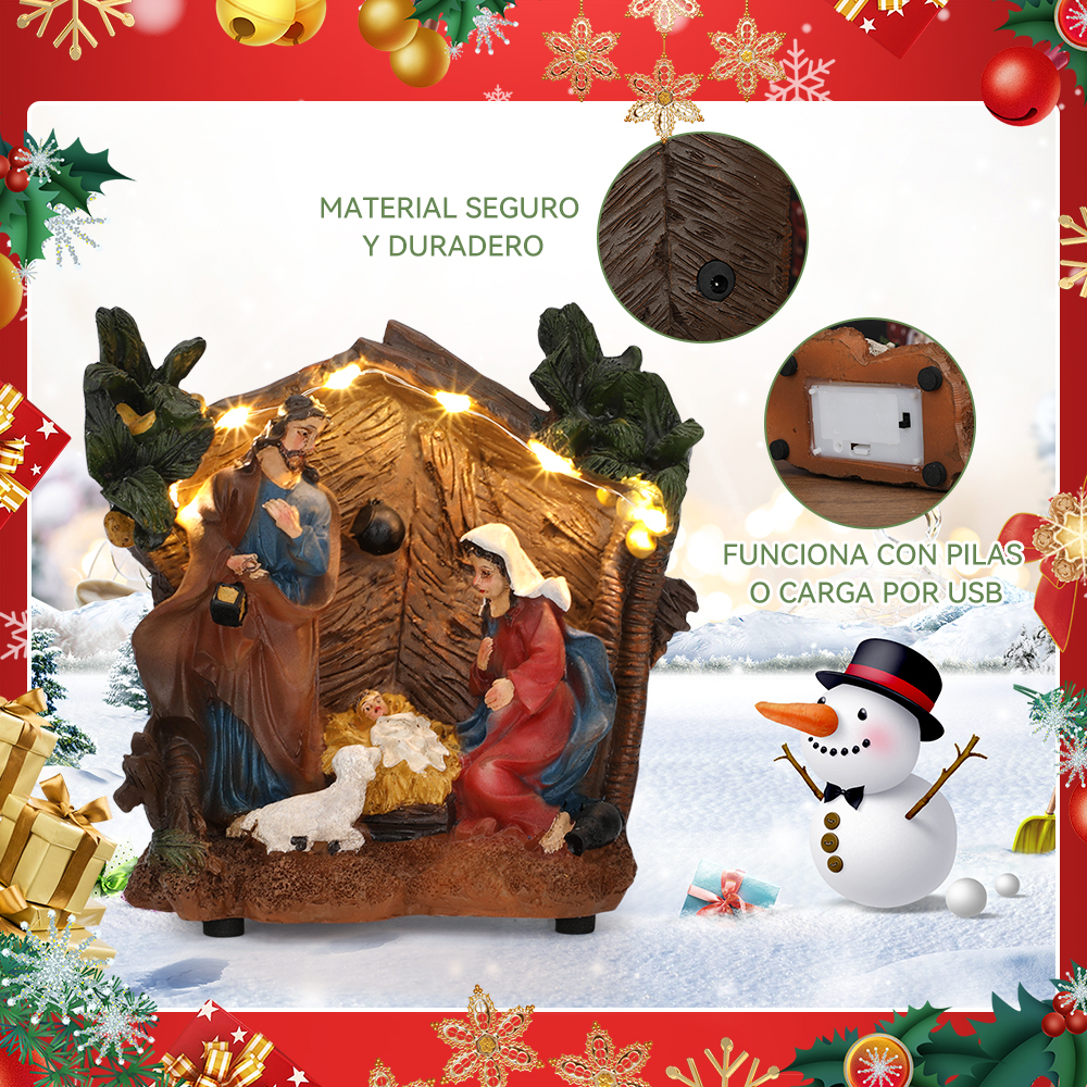 SDD1279  Nacimiento Navideño Pesebre Decoracion Con Cifras Fijas Luz