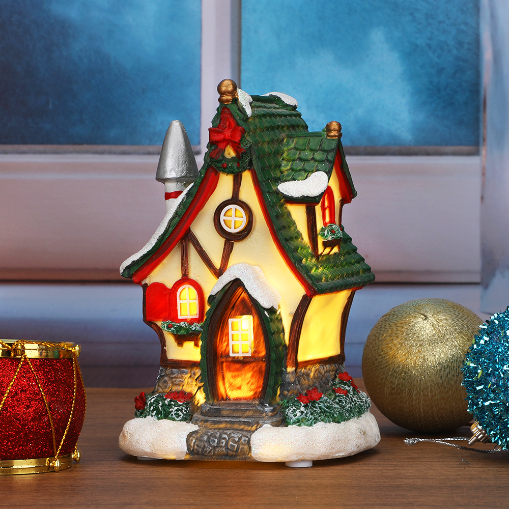SDD1177-C   Casa Pueblo Villa Navideña Iluminada Con Luz Led Y Musical