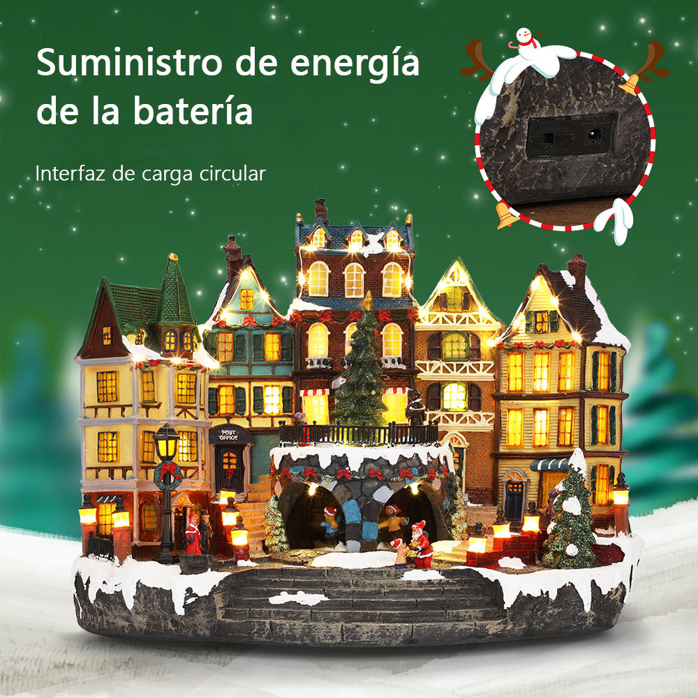 SDD1298  Casa Pueblo Navidad Villa Con Santa Luz Led Y Musical