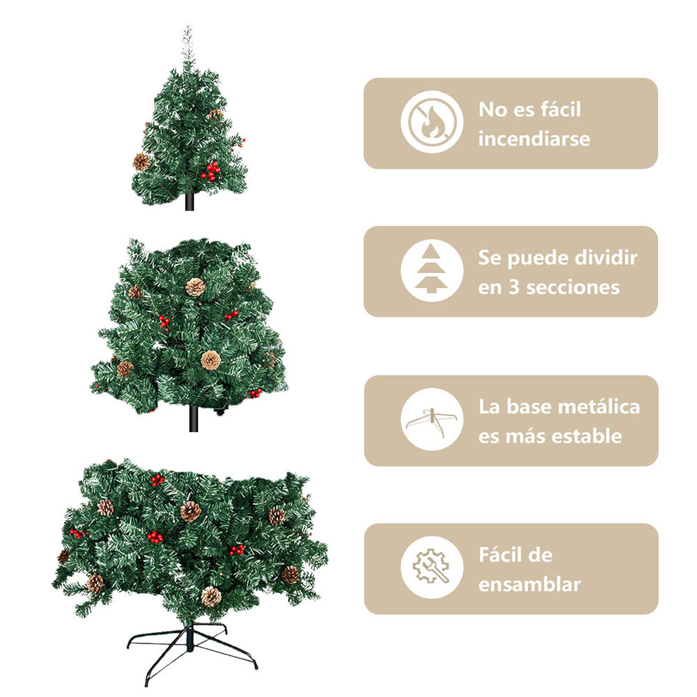 SDS129  Árbol Navidad Artificial Frondoso 2.10m Con 400 Luces Led