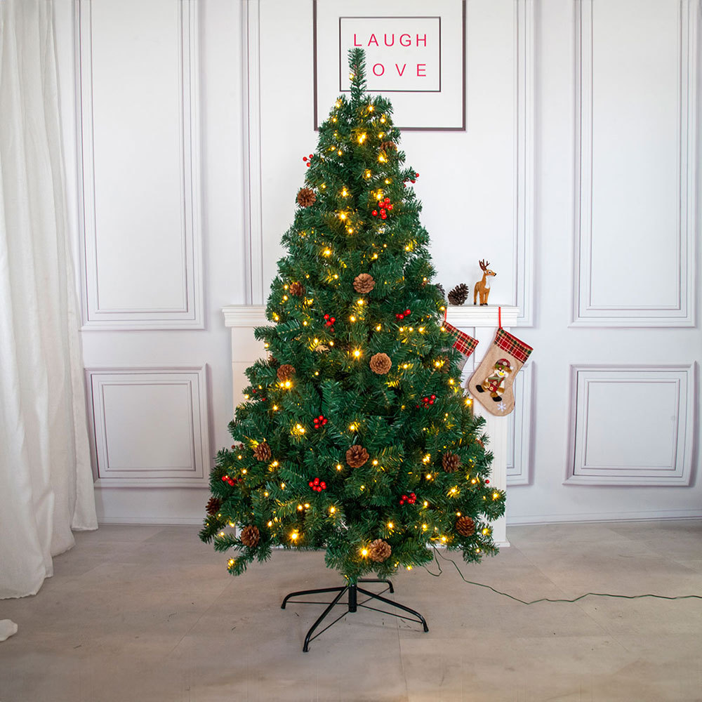 SDS129  Árbol Navidad Artificial Frondoso 2.10m Con 400 Luces Led