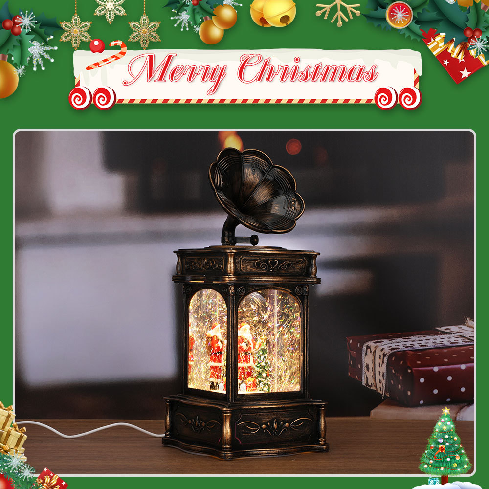 SDD1311  Farol Navideñas CM-TOP Bolas De Nieve Linterna Musical Fonógrafo Con Santa Luz Led Y Caída De Nieve