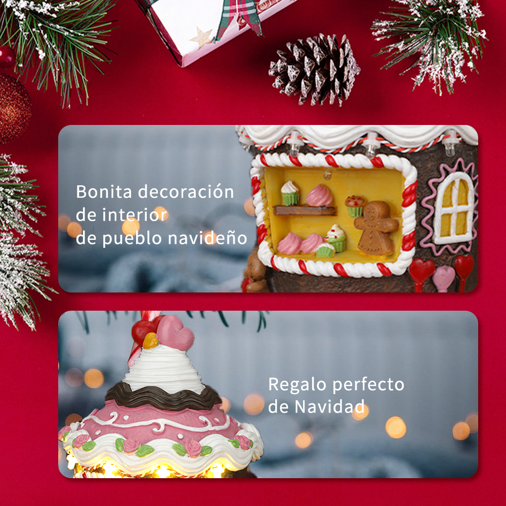 SDD1278  Pueblo Casa Navideñas CM-TOP Decoraciones Casa De Jengibre Con Luces LED