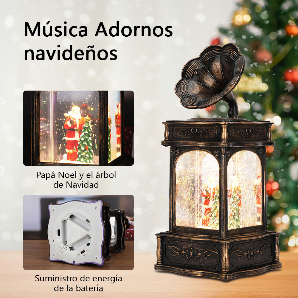 SDD1311  Farol Navideñas CM-TOP Bolas De Nieve Linterna Musical Fonógrafo Con Santa Luz Led Y Caída De Nieve