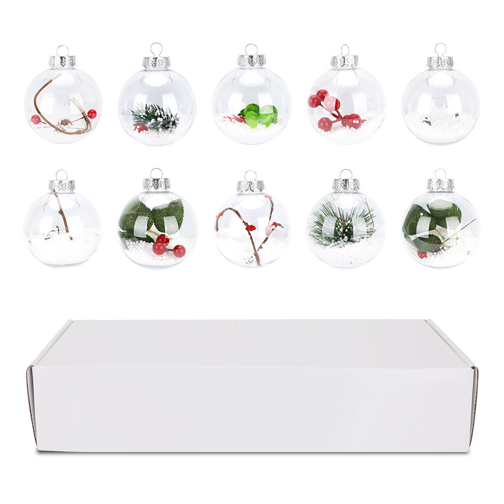 SDS4177  Esferas Navideñas Transparentes 8cm Para Navidad 10pcs