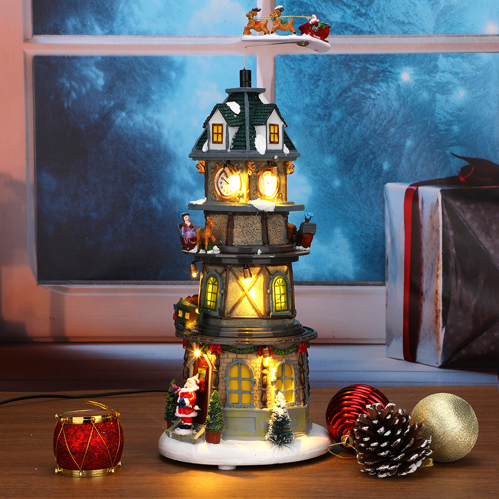 SDD1174  Casa Pueblo Villa Navideña Iluminada Con Luz Led Y Musical