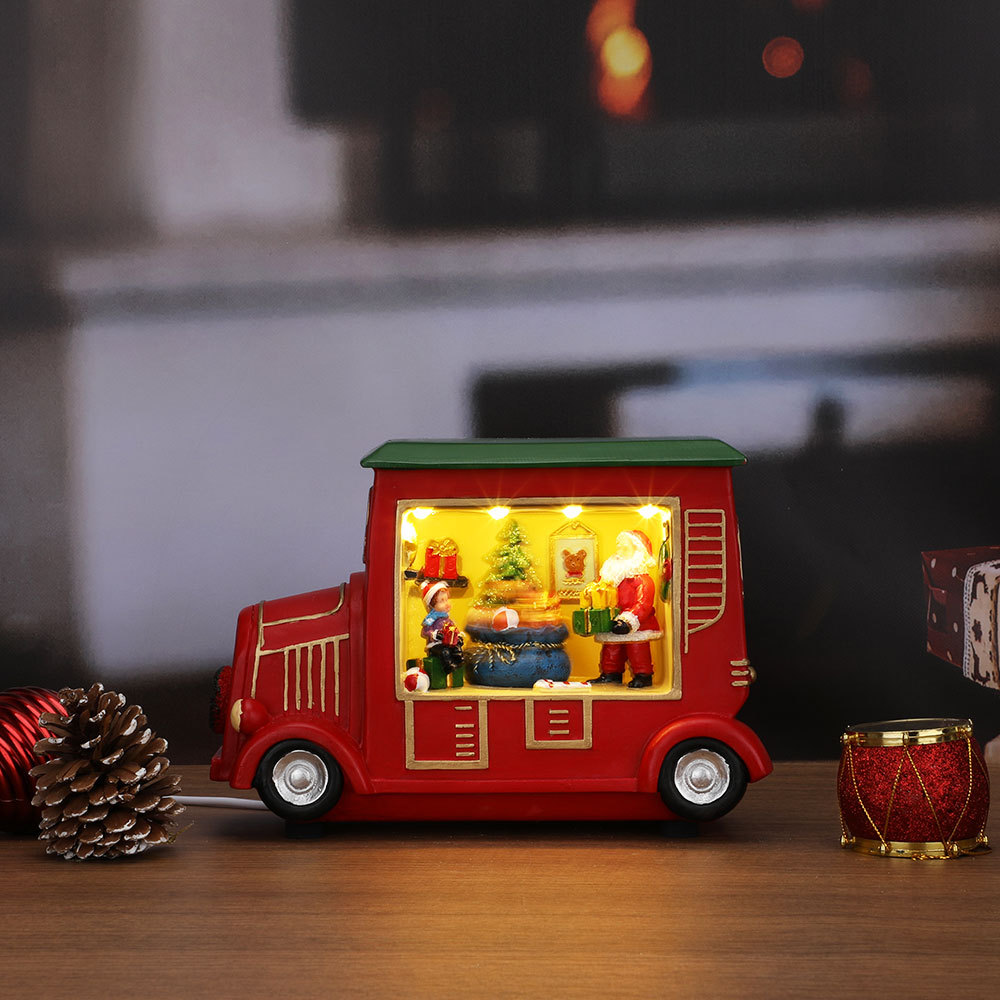 SDD1286  Adornos De Coche Decoración Camión Navidad CM-TOP Con Santa Y el Árbol de Navidad Decoraciones Navideñas Rojo
