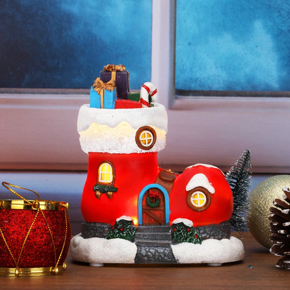 SDD1177-A  Casa Pueblo Villa Navideña Iluminada Con Luz Led Y Musical