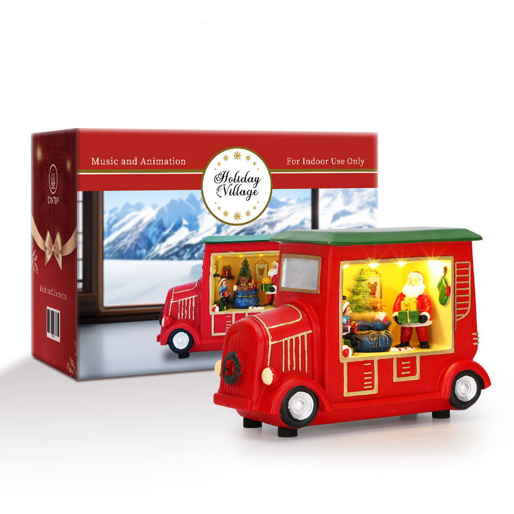 SDD1286  Adornos De Coche Decoración Camión Navidad CM-TOP Con Santa Y el Árbol de Navidad Decoraciones Navideñas Rojo