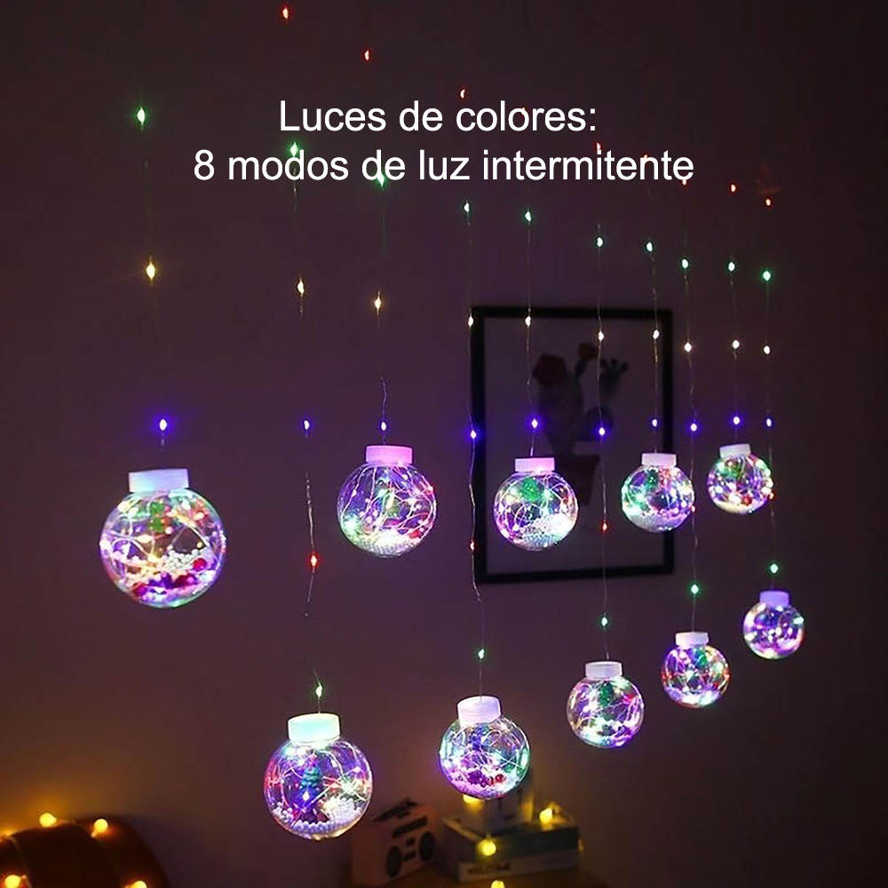 SDD135   Bola De Navidad Luces Led De Cortina 10 Lámparas Rgb