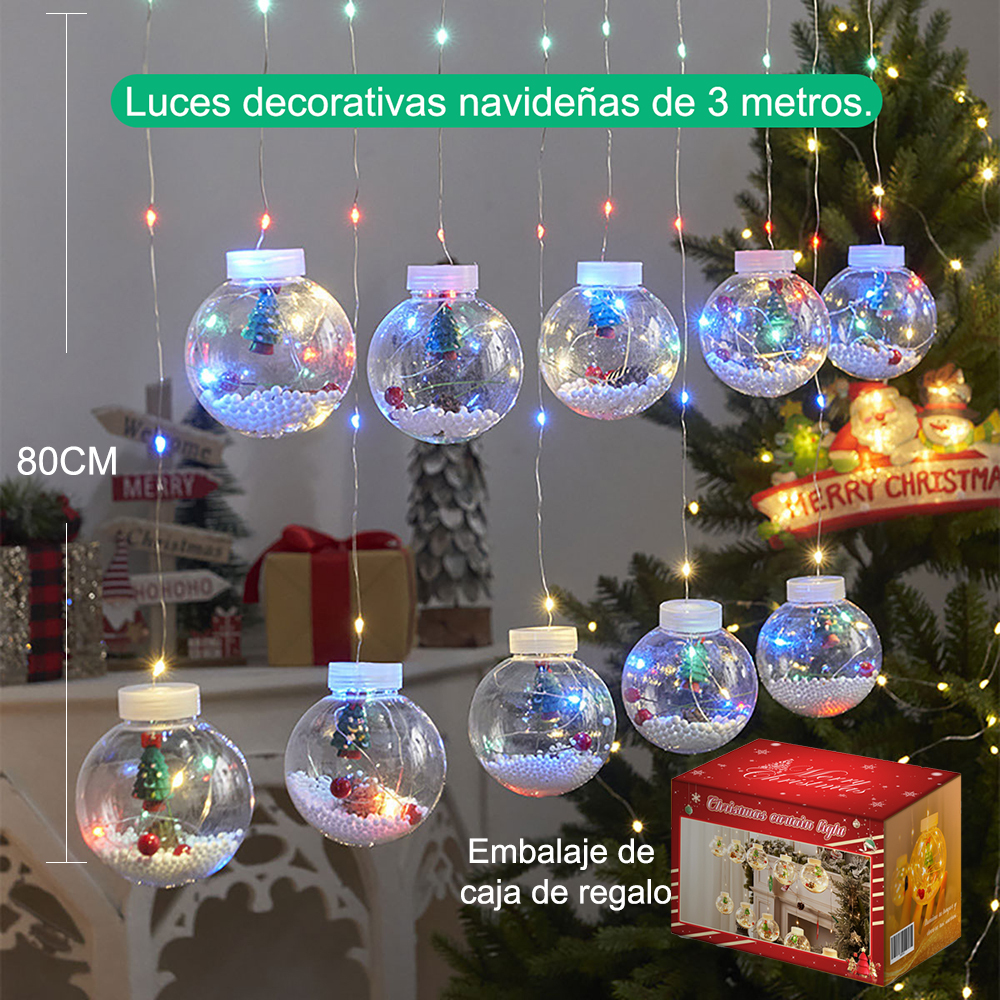 SDD135   Bola De Navidad Luces Led De Cortina 10 Lámparas Rgb