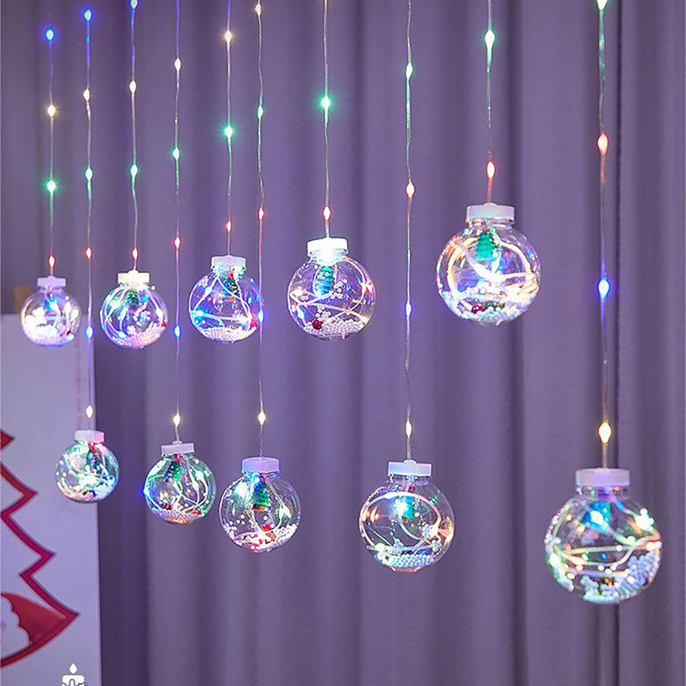 SDD135   Bola De Navidad Luces Led De Cortina 10 Lámparas Rgb