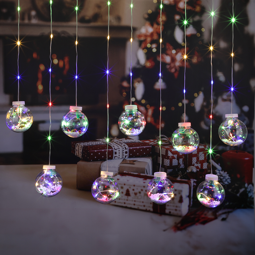 SDD135   Bola De Navidad Luces Led De Cortina 10 Lámparas Rgb