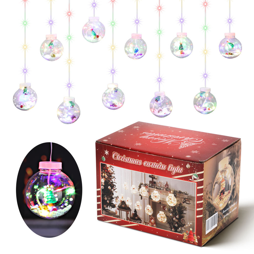 SDD135   Bola De Navidad Luces Led De Cortina 10 Lámparas Rgb
