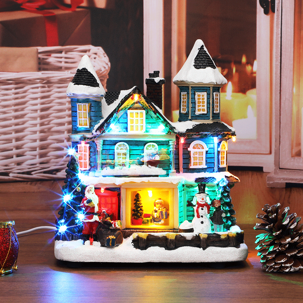 SDD1284  Casa Villa Navidad Con Música Y Luz Led Para Decoración