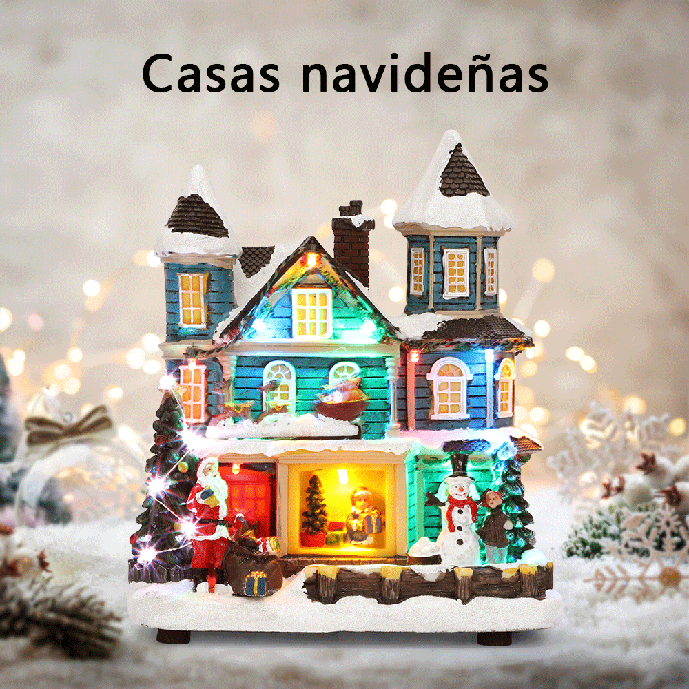 SDD1284  Casa Villa Navidad Con Música Y Luz Led Para Decoración