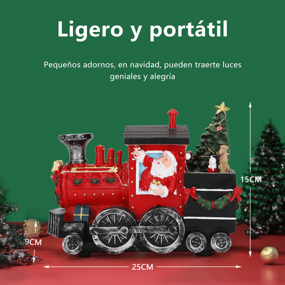 SDD1288  Muñecos Navideños Santa En Tren Adorno Decoración Luz Led