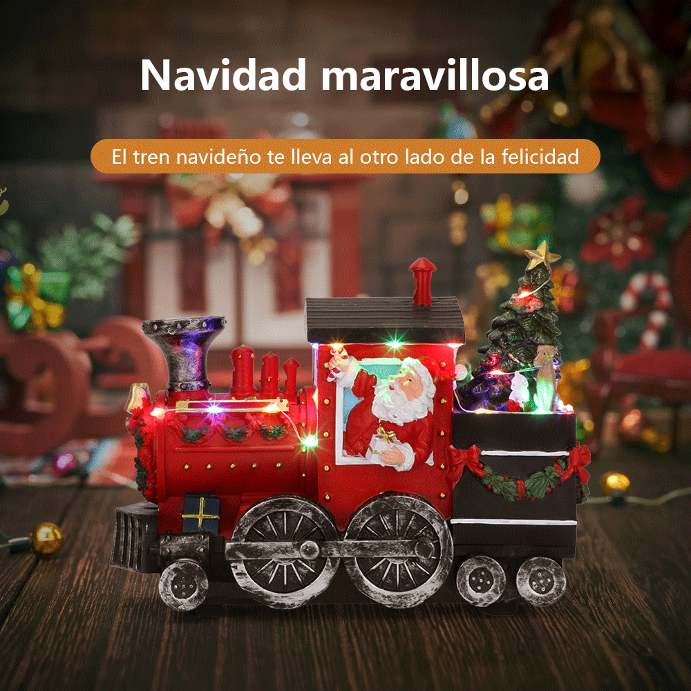 SDD1288  Muñecos Navideños Santa En Tren Adorno Decoración Luz Led