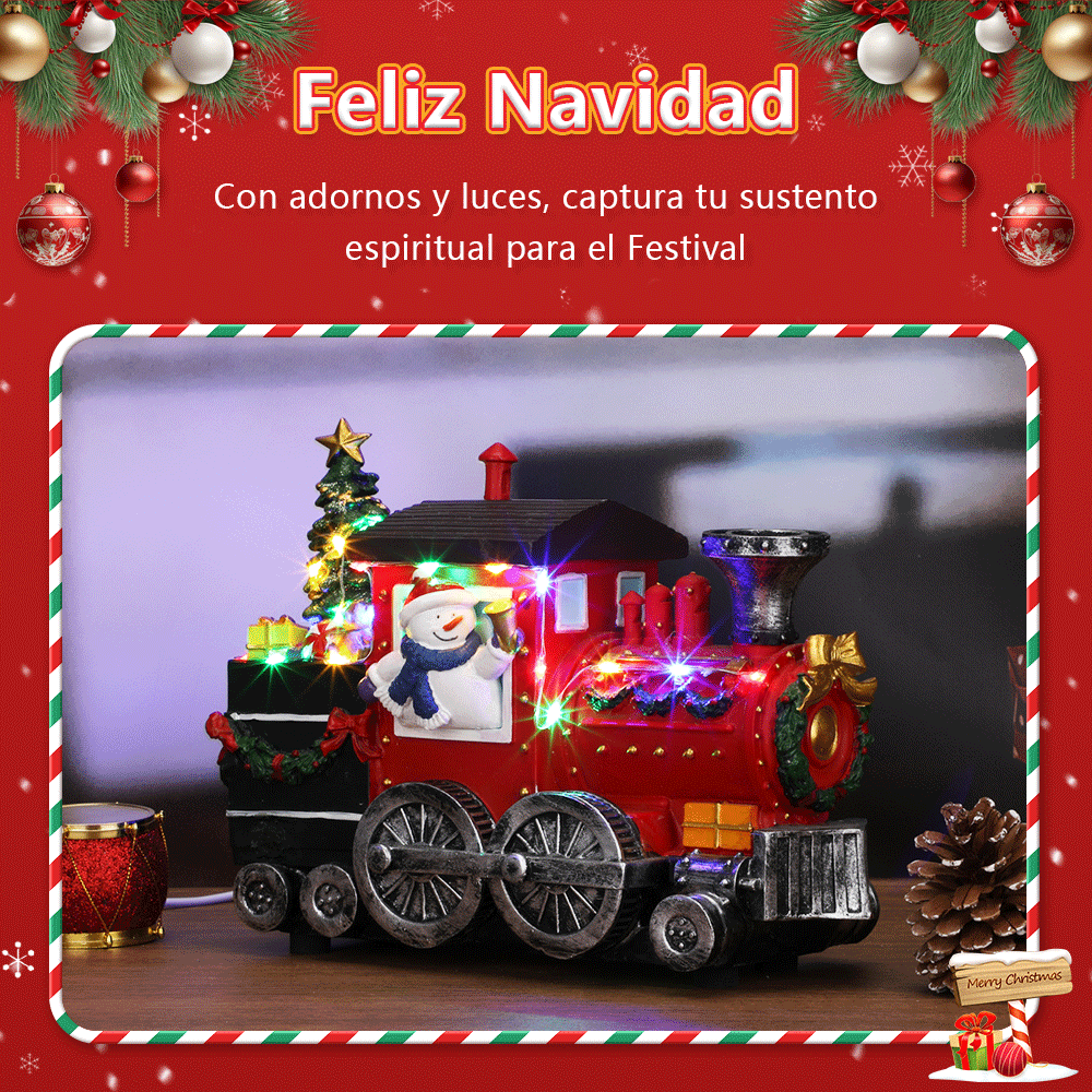 SDD1288  Muñecos Navideños Santa En Tren Adorno Decoración Luz Led