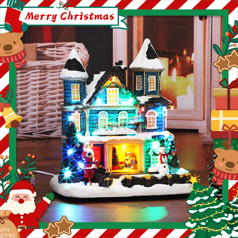 SDD1284  Casa Villa Navidad Con Música Y Luz Led Para Decoración