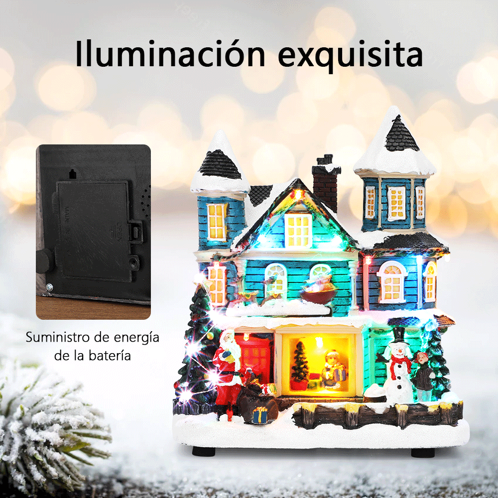 SDD1284  Casa Villa Navidad Con Música Y Luz Led Para Decoración