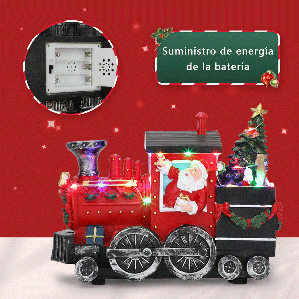 SDD1288  Muñecos Navideños Santa En Tren Adorno Decoración Luz Led