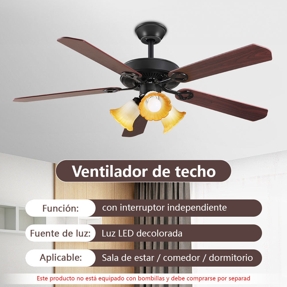 VEN31  CM-TOP Ventilador De Techo 5 Aspas Café Madera 52" Diámetro