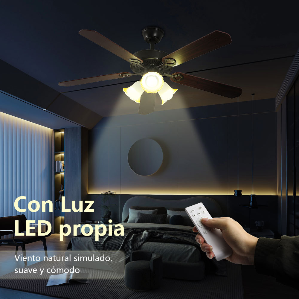VEN31  CM-TOP Ventilador De Techo 5 Aspas Café Madera 52" Diámetro
