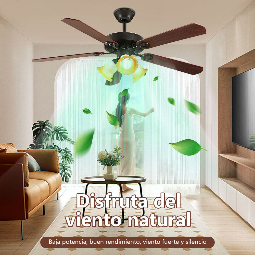 VEN31  CM-TOP Ventilador De Techo 5 Aspas Café Madera 52" Diámetro