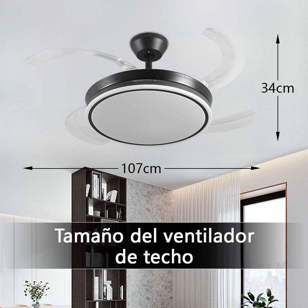 VEN32  CM-TOP Ventilador Techo Led Luz Moderno 4 Aspas Retractiles