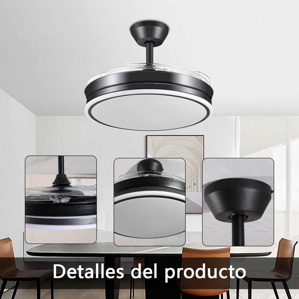 VEN32  CM-TOP Ventilador Techo Led Luz Moderno 4 Aspas Retractiles