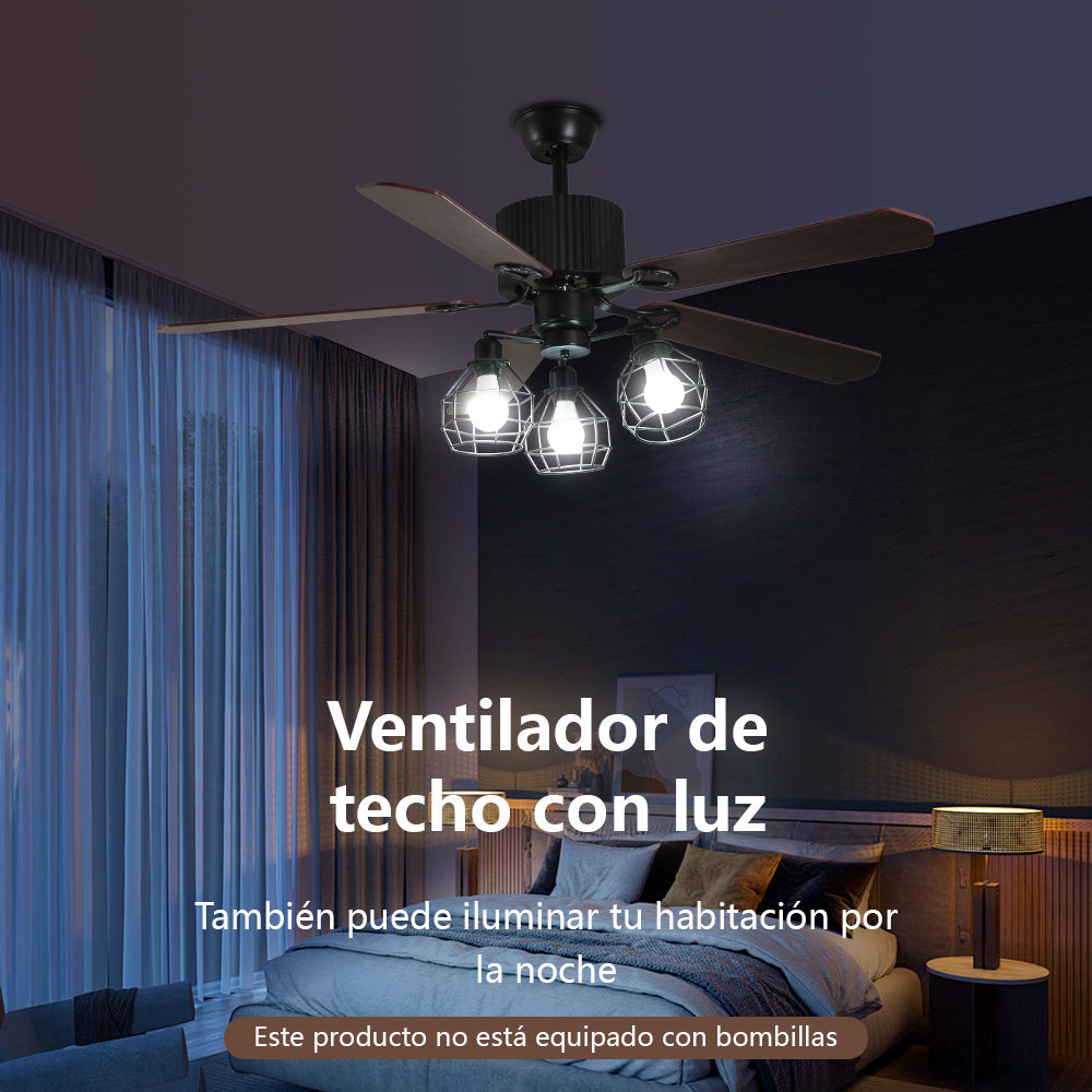 VEN33  CM-TOP Ventilador De Techo Madera Moderno Control Remoto 5 Aspas