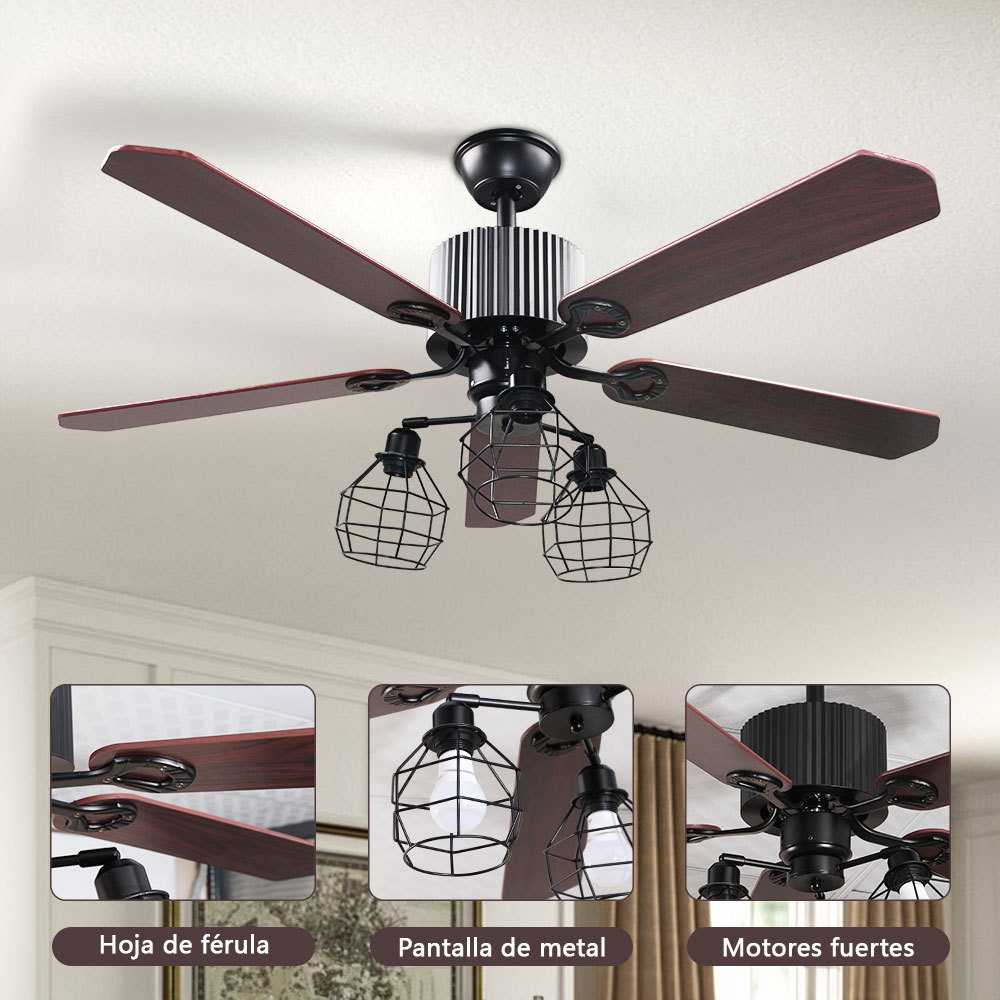 VEN33  CM-TOP Ventilador De Techo Madera Moderno Control Remoto 5 Aspas