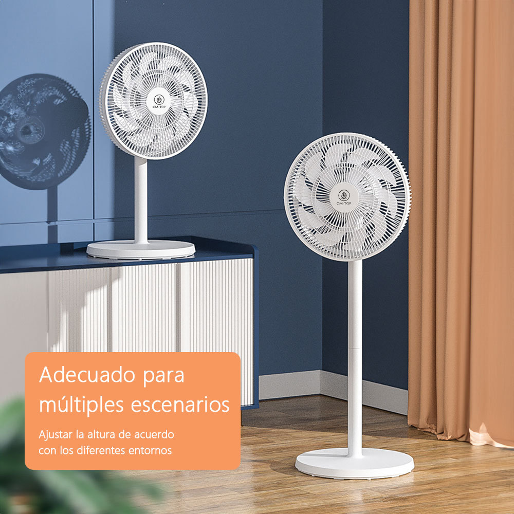 Ventilador suelo blanco, regulable en altura, 3 velocidades, apto para dormitorio, cocina, despacho y salón