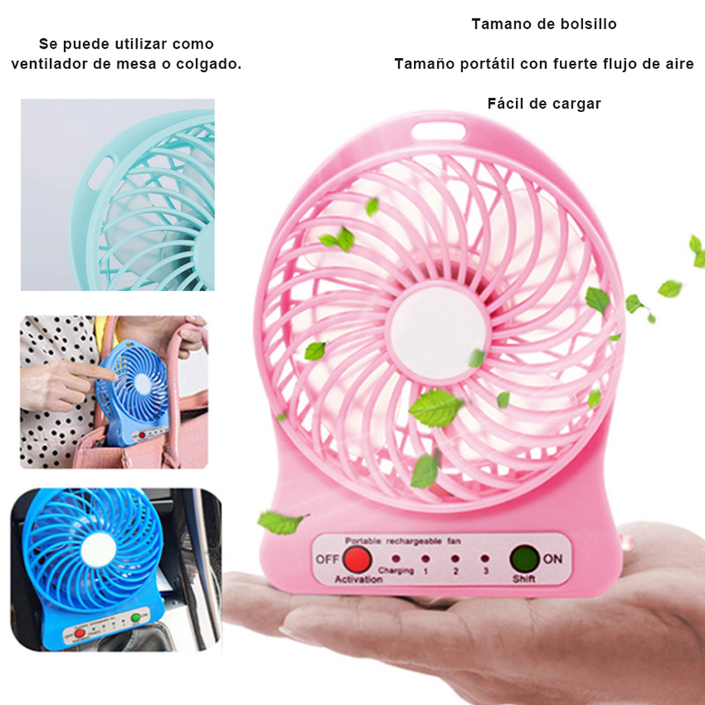 Ventilador De Escritorio Portatil Con Luz 3 Velocidades