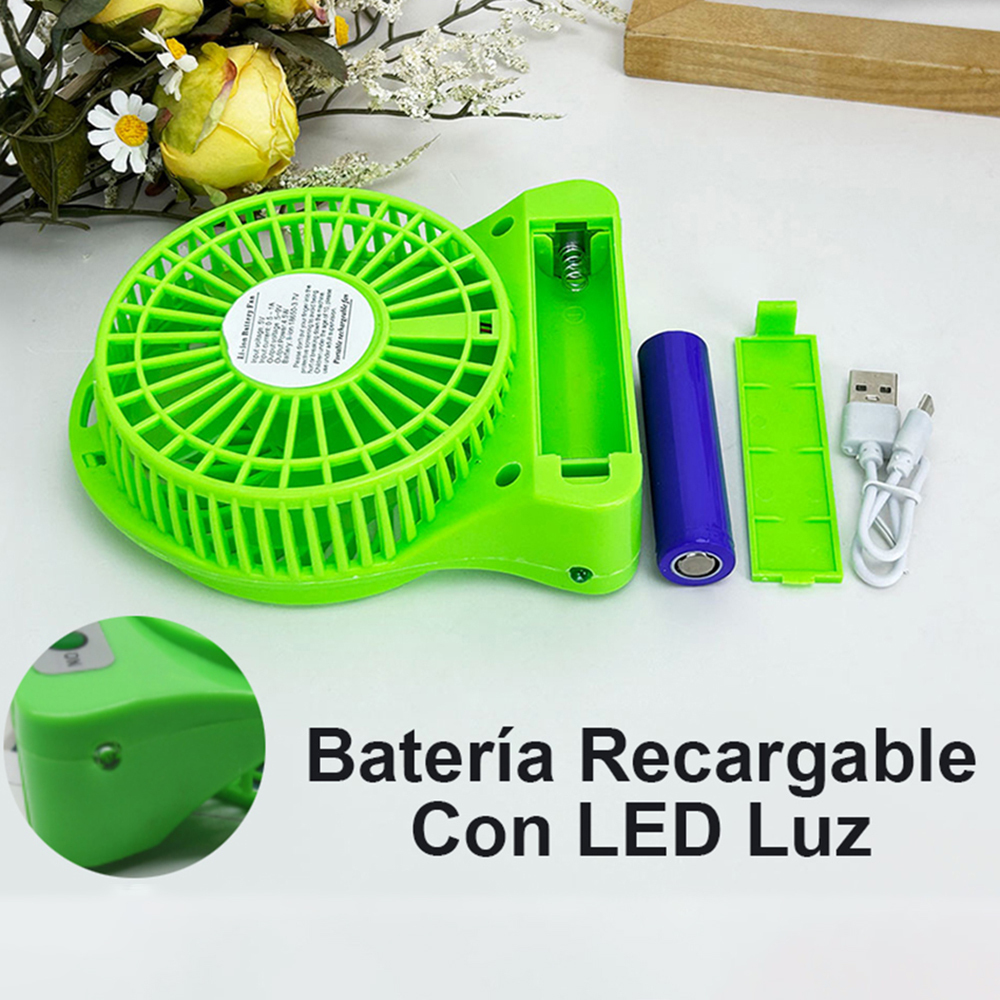 Ventilador De Escritorio Portatil Con Luz 3 Velocidades