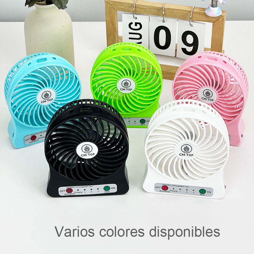 Ventilador De Escritorio Portatil Con Luz 3 Velocidades
