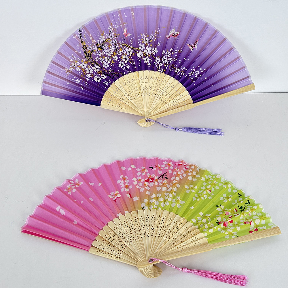 10 Piezas Ventilador plegable portátil Abanico de mano con estampado floral Señora de verano sosteniendo un abanico