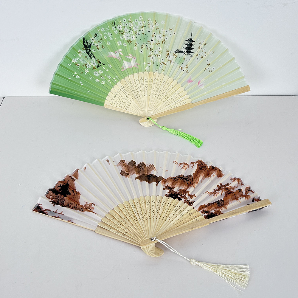 10 Piezas Ventilador plegable portátil Abanico de mano con estampado floral Señora de verano sosteniendo un abanico
