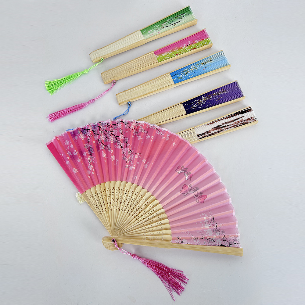 10 Piezas Ventilador plegable portátil Abanico de mano con estampado floral Señora de verano sosteniendo un abanico