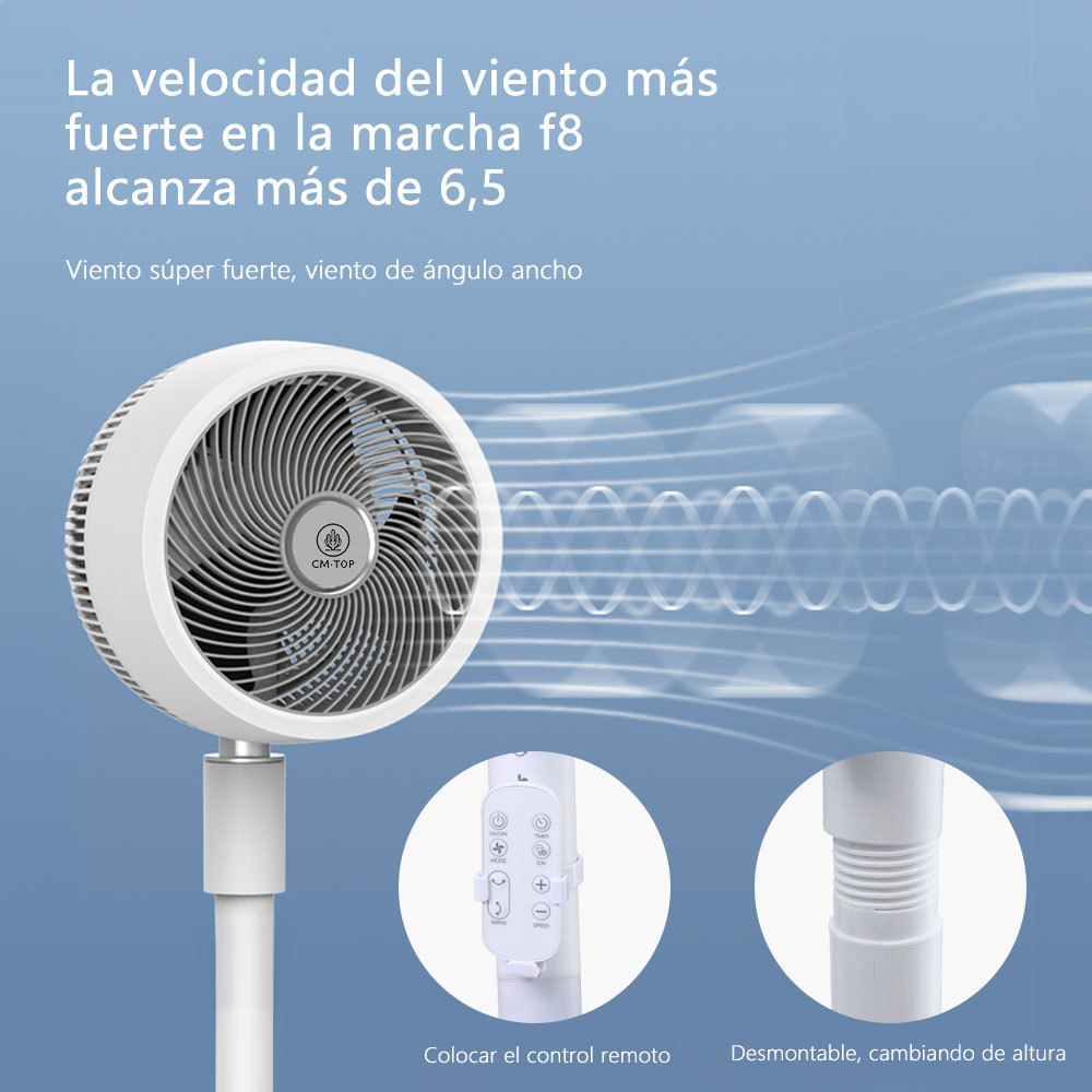 Ventilador De Pie Pedestal 3 Aspas con Control Remoto 32 Velocidades Blanco