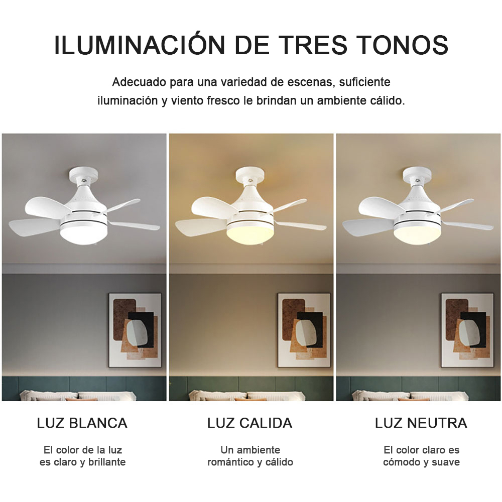Lampara Ventilador De Techo Led 45cm Silencioso 3 Velocidade