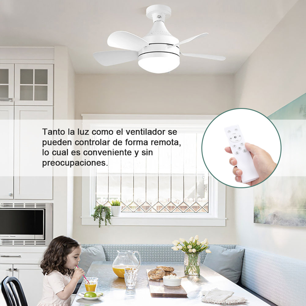 Lampara Ventilador De Techo Led 45cm Silencioso 3 Velocidade