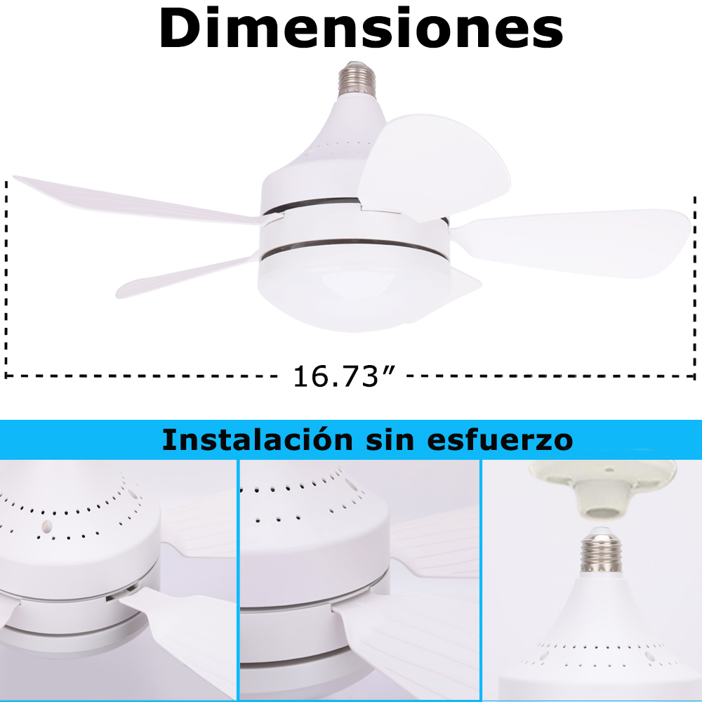 Lampara Ventilador De Techo Led 45cm Silencioso 3 Velocidade