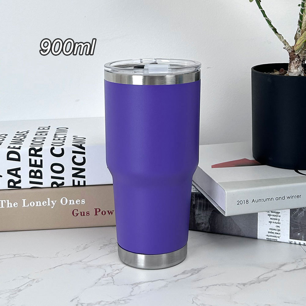 1 pieza Taza termo de acero inoxidable 900ml, taza de café con tapa, apta para deportes, camping y picnics